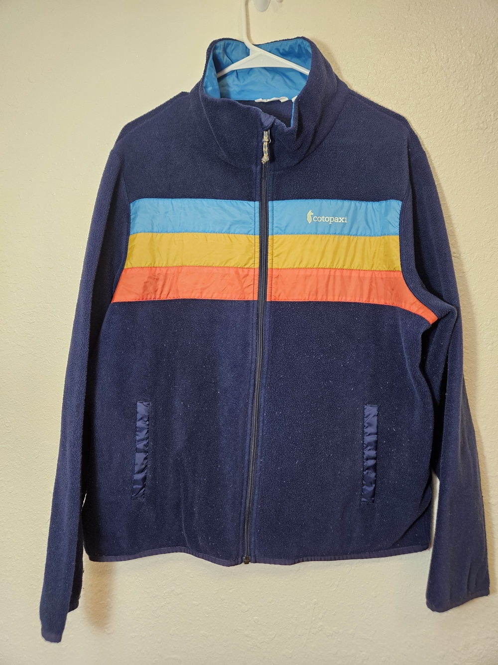 Cotopaxi Teca Fleece Full-Zip Jacket XL Navy Blue Cozy Granola Girl Recycled
